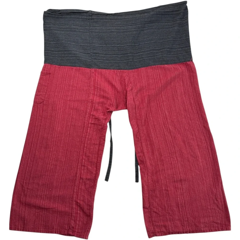 Thai Fisherman Pants One Size Wide Leg Wrap Waist Boho Hippie Yoga Festival